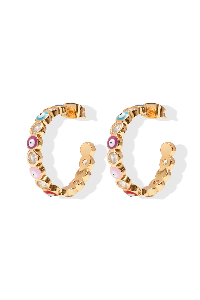 Serena x Evil Eye Hoops - Rainbow