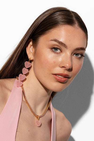 Jelly Heart Stack Earrings - Baby Pink